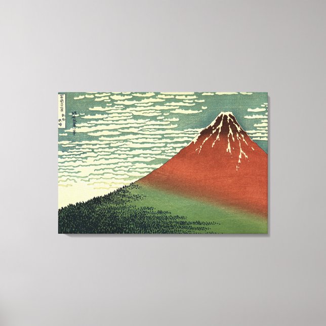 Ukiyo-e South Vind Clear Himlar eller Red Fuji Canvastryck (Framsida)