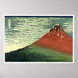 Ukiyo-e South Vind Clear Himlar eller Red Fuji Poster