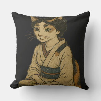 Ukiyo-e style calico cat cover kudde