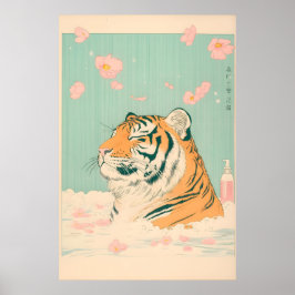 Ukiyo-e Tiger i badkar Tryck Japanska badrum