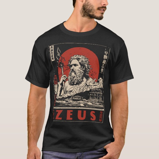 Ukiyo-e Zeus Thunder | Grekisk mytologi Art T Shirt (Framsida)