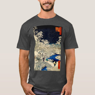 Ukiyoe Ando Hiroshige Yuhi Backe och Drum Bridg T Shirt