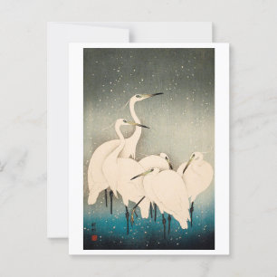 Ukiyoe - Egrets i Snö Vykort