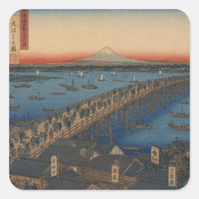 ukiyoe fyrkantigt klistermärke (Framsida)
