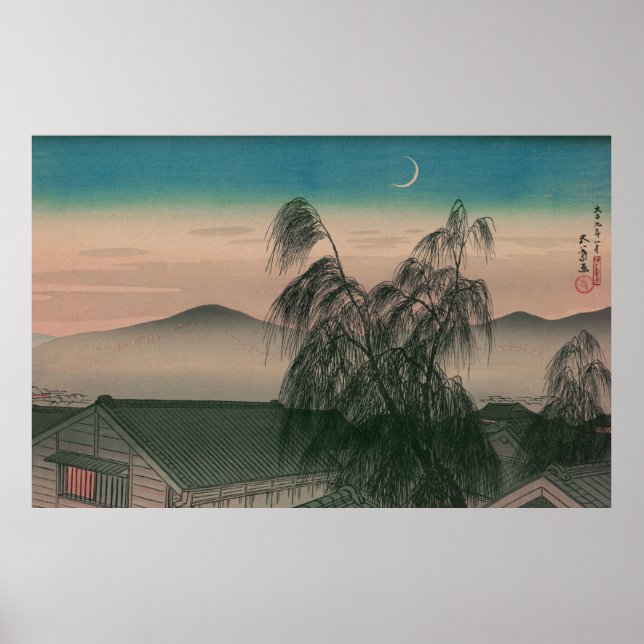 Ukiyoe [Goyo] Evening måne (XL) Poster (Framsidan)