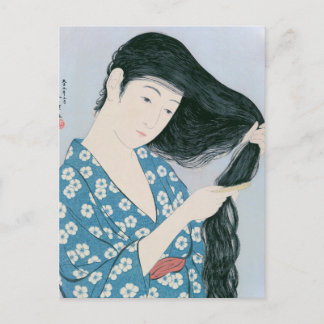 Ukiyoe [Goyo] Hair combing Vykort