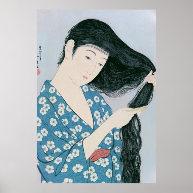Ukiyoe [Goyo] Hair combing (XL) Poster (Framsidan)