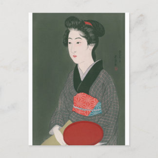 Ukiyoe [Goyo] Kvinna med bricka Vykort