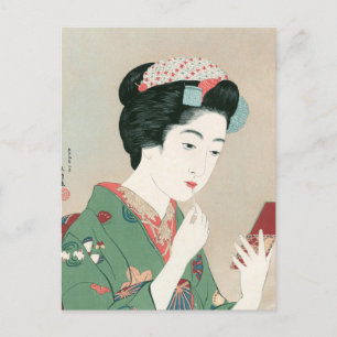 Ukiyoe [Goyo] Kvinna med röd pensel Vykort