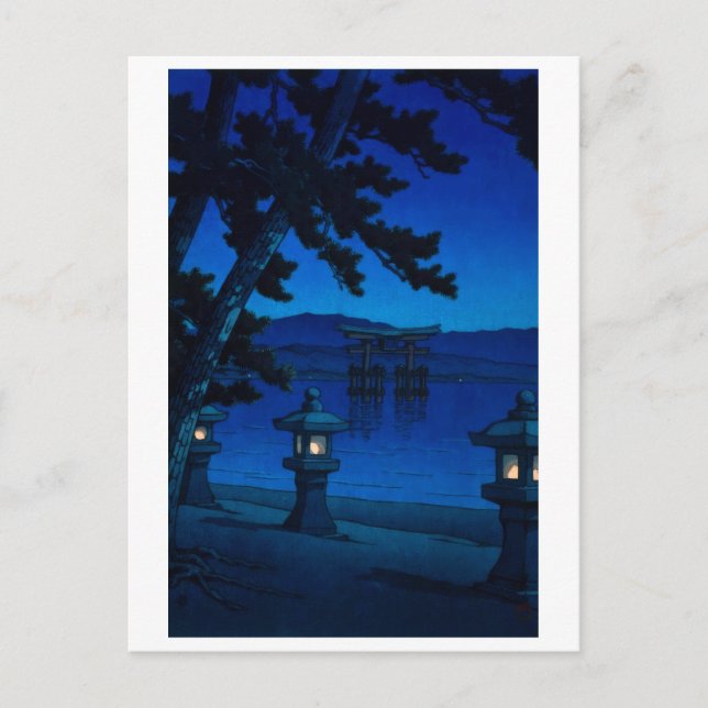 ukiyoe [hasui] A02 Månljusnatt vid Miyajima Vykort (Framsida)
