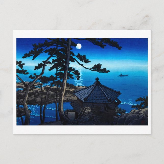 ukiyoe [hasui] A03 Måne vid Izura Vykort (Framsida)