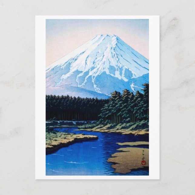 ukiyoe [hasui] A12 Mount Fuji från Oshino Vykort (Framsida)