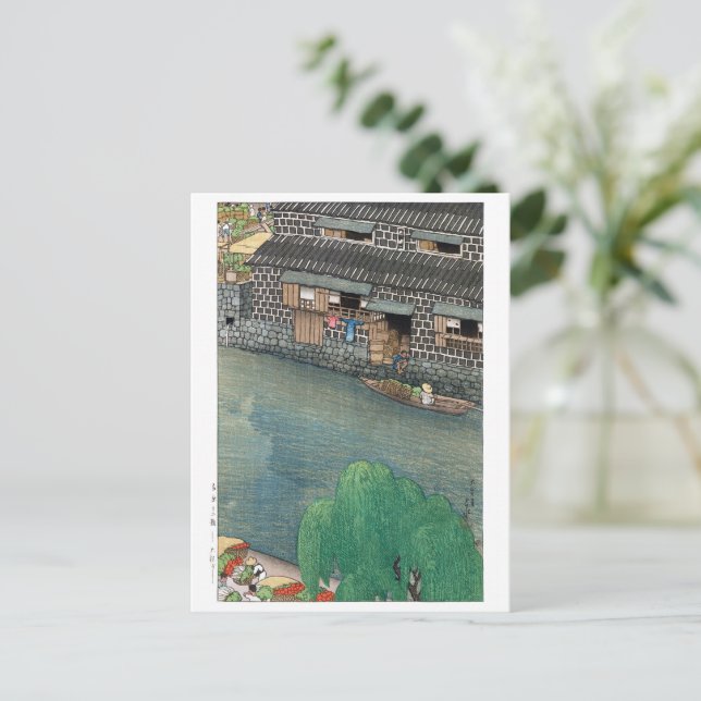 ukiyoe - hasui - C03 - Daikongashi Riverfront Vykort (Stående Fram)