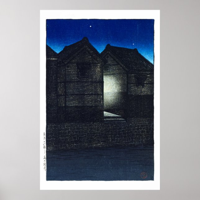 ukiyoe - hasui - C04 - Shinkawa Rive at Night - Poster (Framsidan)