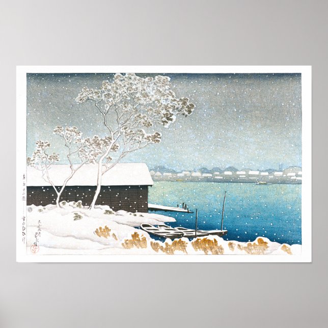 ukiyoe - hasui - C11 - Shirahige i Snö - Poster (Framsidan)