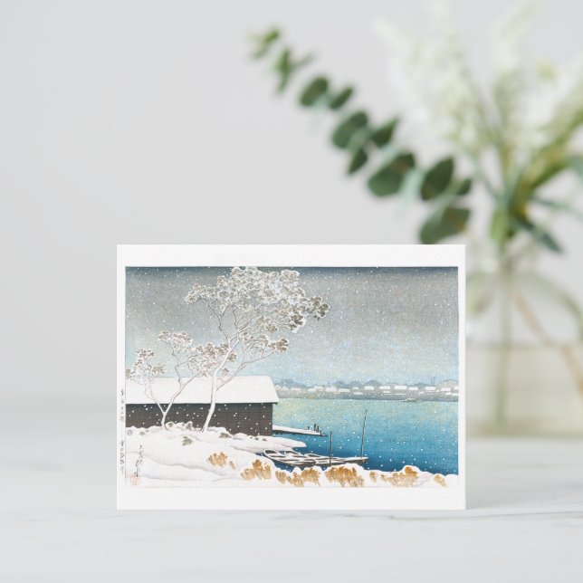 ukiyoe - hasui - C11 - Shirahige i Snö - Vykort (Stående Fram)