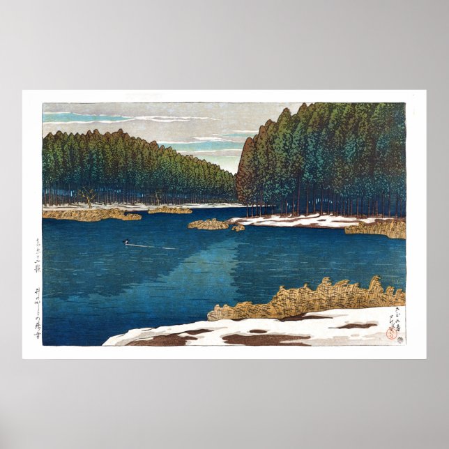 ukiyoe - hasui - C12 - Lingering Snö i Inoka... Poster (Framsidan)