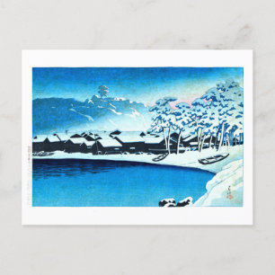 ukiyoe [hasui] C28 Dawn snö i hamnen i Ogi Vykort