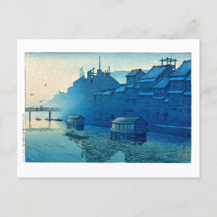 ukiyoe [hasui] C29 Morgon i Dotonbori, Osaka Vykort