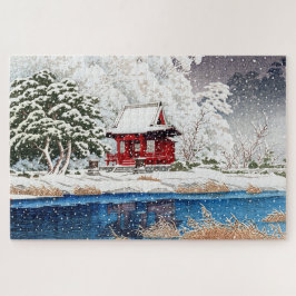 ukiyoe - hasui - m06 - Snö vid Shrine Entrance -  Pussel