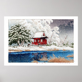 ukiyoe - hasui - m06 - Snö vid shrineentré -  Poster