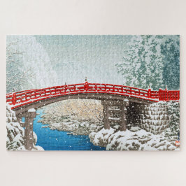 ukiyoe - hasui - m12 - Snö vid Shinkyo Bridge, ... Pussel