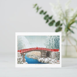 ukiyoe - hasui - m12 - Snö vid Shinkyo-bron, ... Vykort