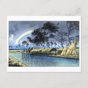 ukiyoe hasui n02 Hatta, Kaga An Autumn Rainbow Vykort