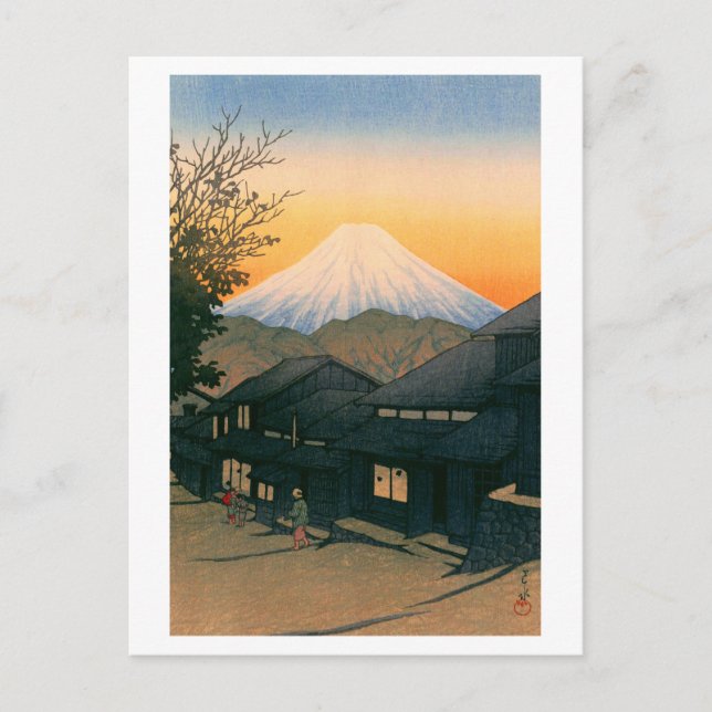 ukiyoe hasui No53 Mt. Fuji sedd från Yui-cho Vykort (Framsida)