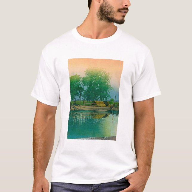 ukiyoe hasui No56 Dawn in Tsuchiura T Shirt (Framsida)