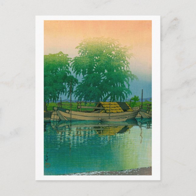 ukiyoe hasui No56 Dawn in Tsuchiura Vykort (Framsida)
