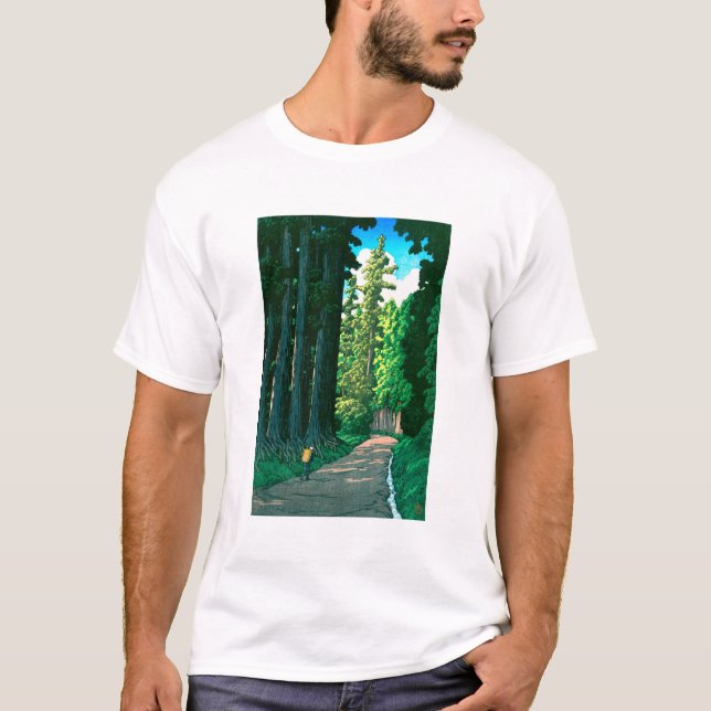 ukiyoe hasui No57 Historic Nikkō Highway T Shirt (Framsida)