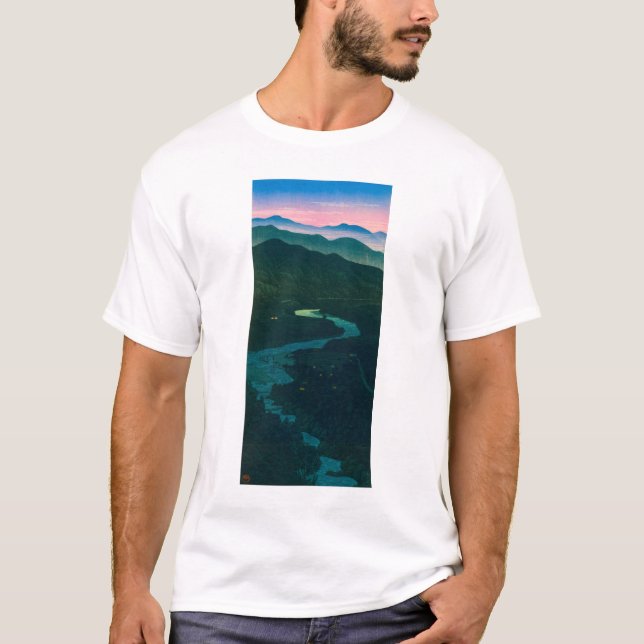 ukiyoe hasui No58 Etchu’s Ioritani Pass T Shirt (Framsida)