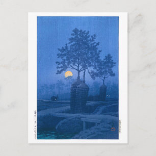 ukiyoe - hasui - No.20 Moonlit Night at Gamo - Vykort