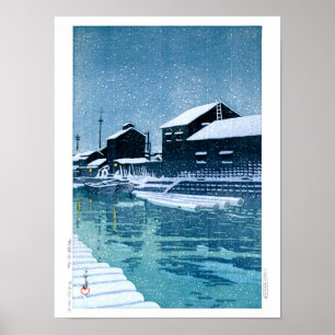 ukiyoe - hasui - No.40 Snö vid Kiba - Poster