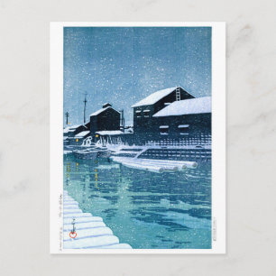 ukiyoe - hasui - No.40 Snö vid Kiba - Vykort