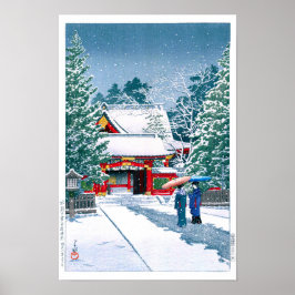 ukiyoe - hasui - nr 22 - shrineområdet i snö - poster