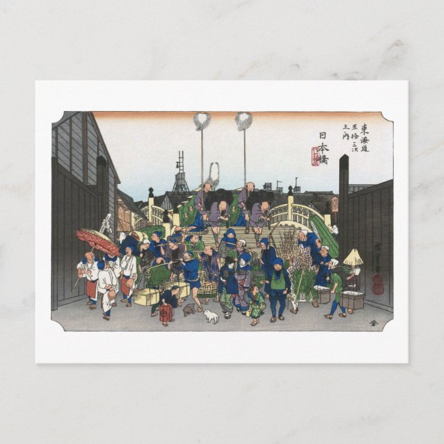 ukiyoe Hiroshige nr 00-2 Nihonbashi Vykort (Framsida)