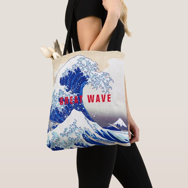 ukiyoe - Hokusai: Nr.21 Underbar våg - Tygkasse (Närbild)