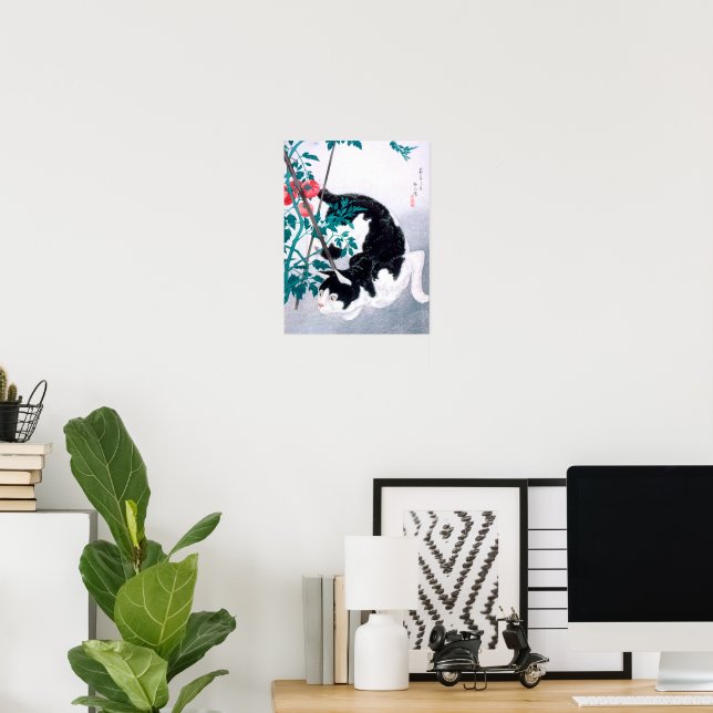 Ukiyoe [komei] 02 Katt med tomatplantor Poster (Hemmakontoret)