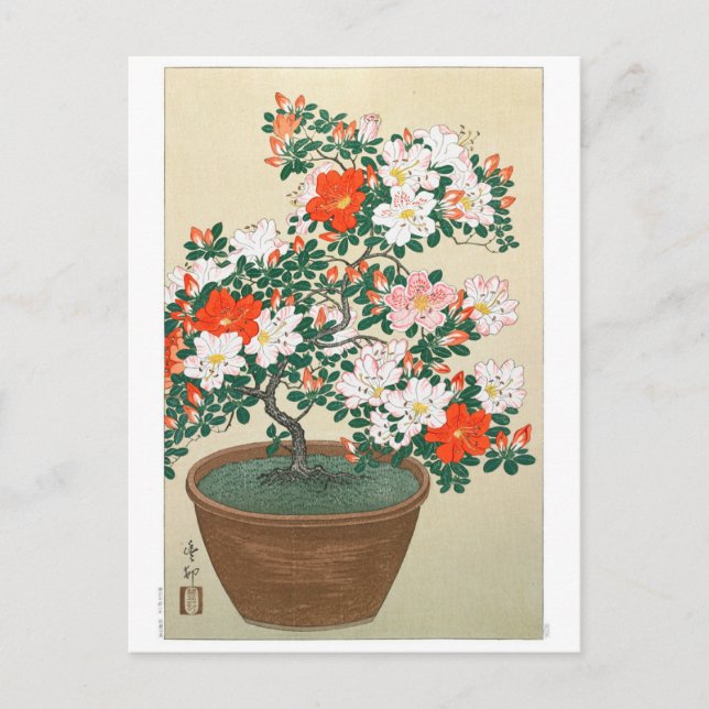 Ukiyoe [Koson] Azalea in Pot Vykort (Framsida)