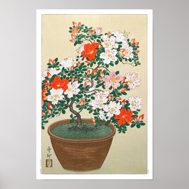 Ukiyoe [Koson] Azalea in Pot (XS) Poster (Framsidan)
