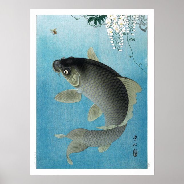 Ukiyoe [Koson] Carp Leaping (S) Poster (Framsidan)