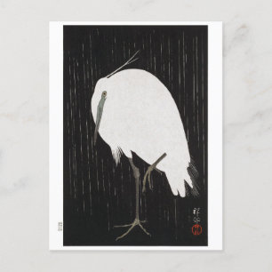 Ukiyoe [Koson] Egret in Rain Vykort