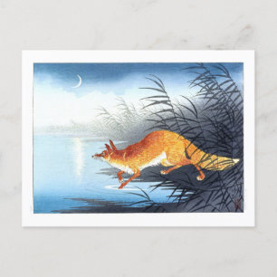 Ukiyoe [Koson] Fox av Moonlit Vatten Vykort
