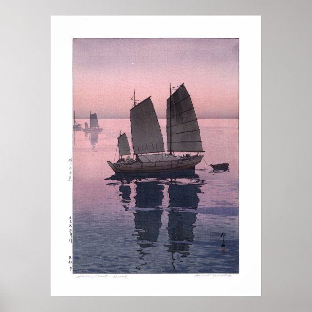 ukiyoe - Yoshida - 12 - Sailing Boats-Evening - Poster (Framsidan)