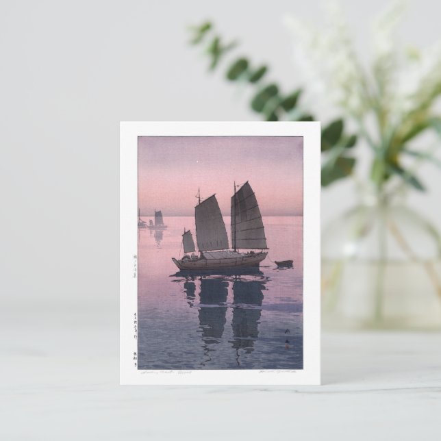 ukiyoe - Yoshida - 12 - Sailing Boats-Evening - Vykort (Stående Fram)