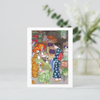 ukiyoe - Yoshida - 16 - Honest Greengrocery, Nezu Vykort