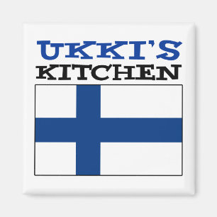 Ukkis kök med flagga av Finland Magnet