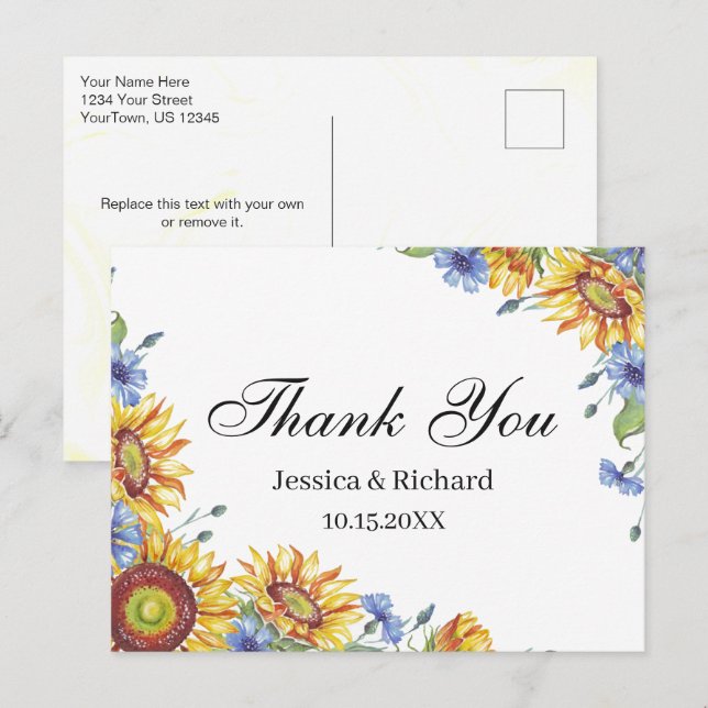 Ukraina Akvarell Tack Postkort Vykort (Fram/baksida)